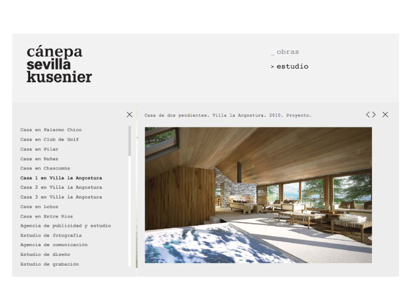 Cánepa, Sevilla, Kusenier. Diseño de identidad, aplicaciones y sitio web. Diseño integral: Simplestudio.